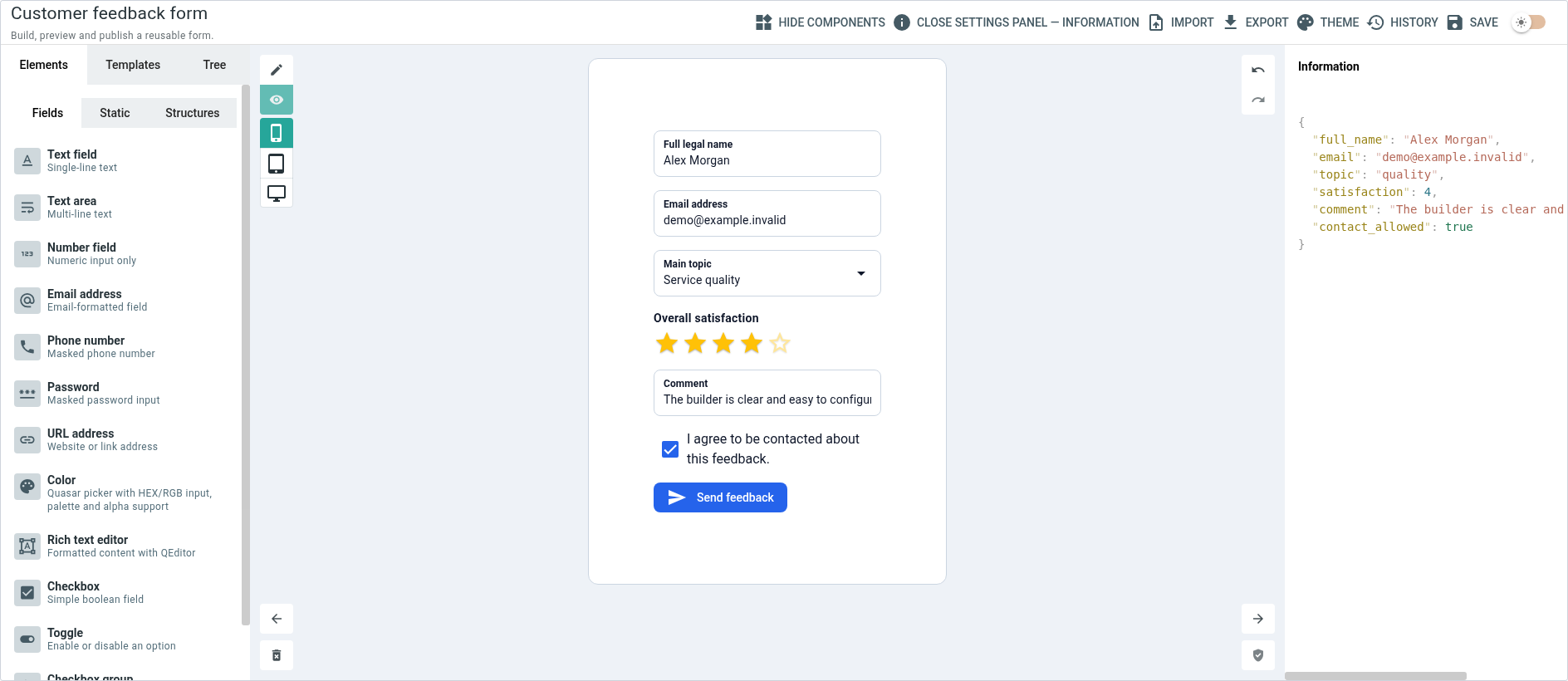 Preview mode with synchronized values