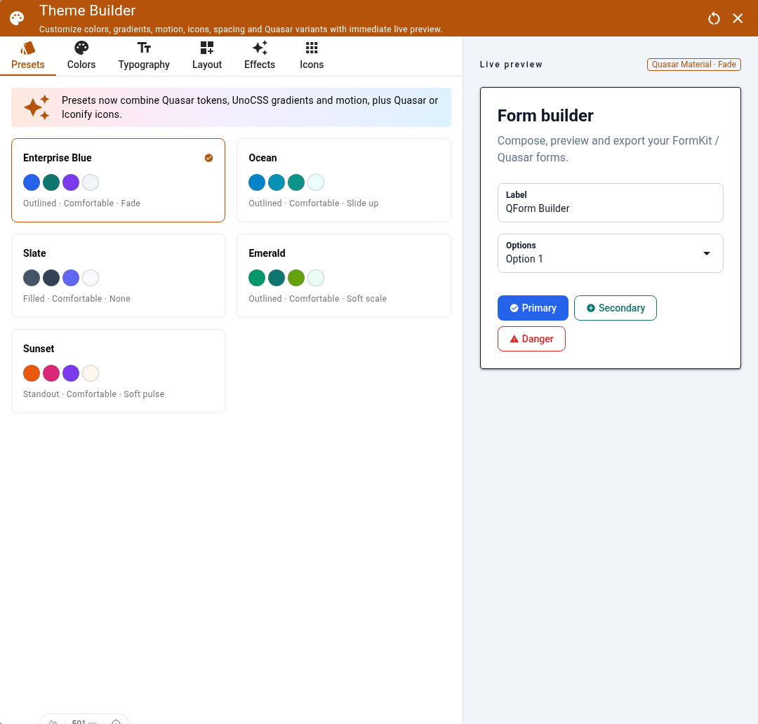 Theme Builder and live preview